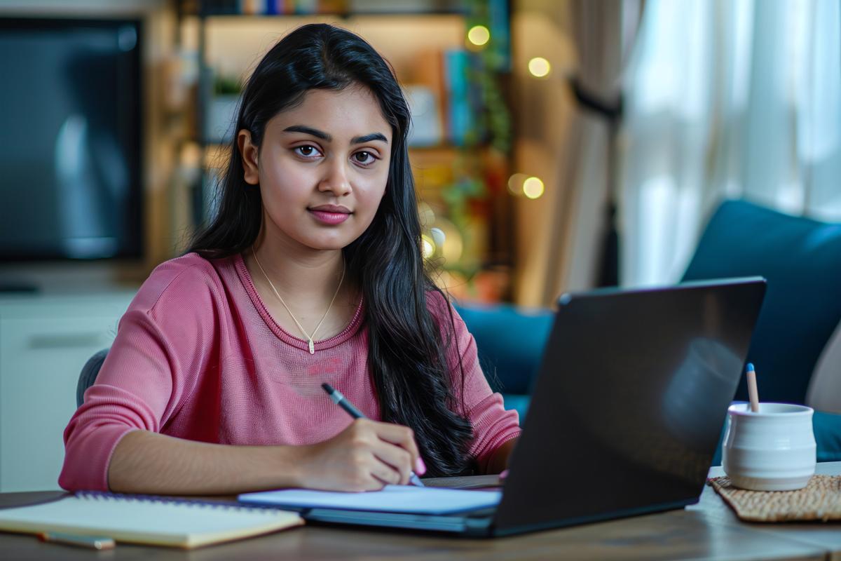 A student learning online with a laptop